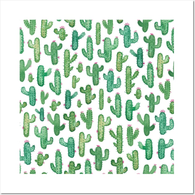 Cacti Pattern Wall Art by Elena_ONeill